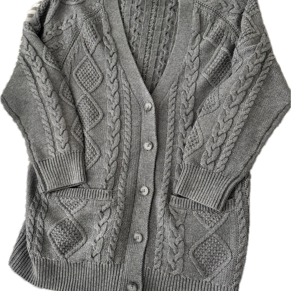 Aritzia Lamora Grey Cable Knit Cardigan